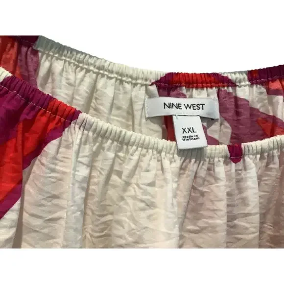 NINE WEST SUMMER PRINT BRACELET SLEEVE OFF SHOULDER TOP XXL NWT - Picture 3 of 6